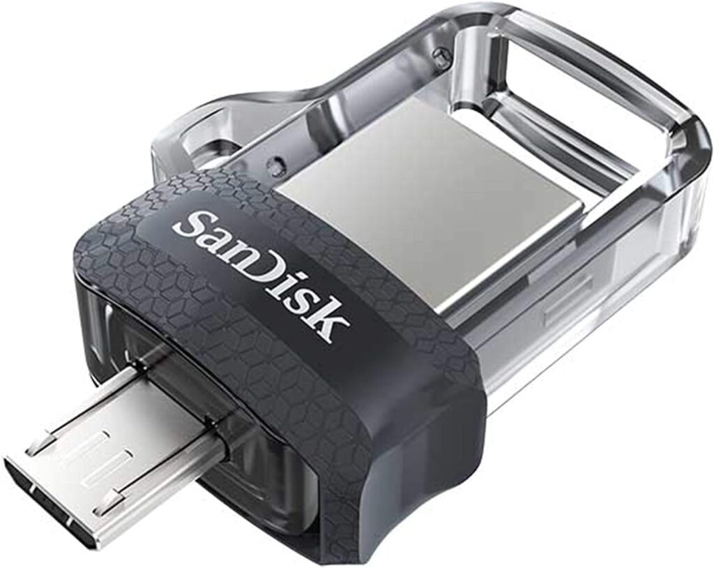 فلش sandisk ultra مدلDUAL DRIVE M3.0 OTGظرفیت ۱۲۸گیگابایت