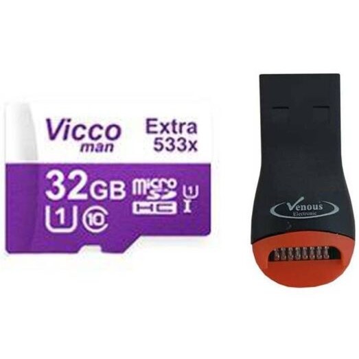 کارت حافظه microSDHC ویکومن مدل Extre533X کلاس ۱۰ استاندارد UHS-I U1 سرعت ۸۰MB/s ظرفیت ۳۲گیگابایت همراه کارت خوان