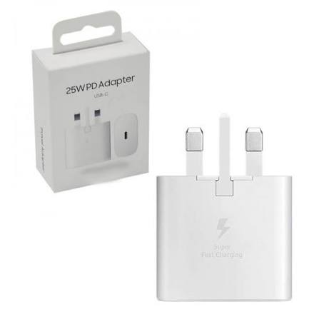 آداپتور شارژر سه پین سامسونگ ۲۵ وات سفید مدل ۲۵w PD ADAPTER USB-C EP-TA800NWEGAE